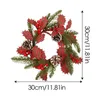 Decorative Flowers Christmas Wreath Decoration Winter Red Plaid Garland Farmhouse Welcome Pine Cones Decorations