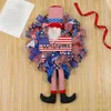 Decorative Flowers Independence Day Wreaths Garland With Doll Ribbon Front Door Wreath For Home Outdoor Christmas Windows Set