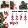 Decorative Flowers 10pcs Artificial Berry Red Cherry Mini Simulated Fake Berries Get Rich Christmas Decoration DIY Party Craft