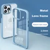 Marco de lente de metal de macarrón de 2.0 mm Case de teléfono transparente para iPhone 15 14 más 13 12 11 Pro Max Samsung S24 S23 Ultra Plus Botones de metal Fundas anti-caza Fundas transparente