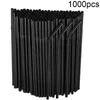 Paies de consommation 500/1000 / 1500PCS Plastic jetable pour boissons 6x210 mm Black Straw Pipes Bar Cocktail Accessoires