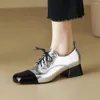 Scarpe eleganti aucegi donne in pelle di pecora retrò di. Pompe legate a croce di colore matine versatili tacchi spessi fatti casual fatti a mano casual fatti