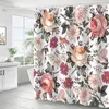 Rideaux de douche rideau floral plantes roses colorées décor de salle de bain avec crochets facilement pending imperméable tissu en polyester 180x180