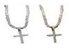 Iced out zirkoon hanger met 4 mm tennisketen ketting mannen vrouwen hiphop sieraden goud zilver cz set3309287