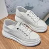 Casual schoenen Echt lederen Dikke Ronde teen Vrouwen vergroten hoogtemak zachtheid Retro trend veelzijdige bord