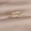 14K Real Gold Plating AAA Zircon Simple Geometric Ring Elegant Womens Daily Work Opening Adjustable Ring 240412