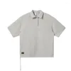 メンズポロの重い洗浄されたルーズサマーアメリカンハーフスリーブポロシャツ