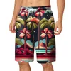 Shorts masculinos homens médios da cintura elástica cenário de verão peculiar estampa digital de cordão com tamanho de placa 42