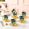 Mugs Four Piece European Style Phnom Penh Cup And Plate Set Two Cups Plates Electroplated Coffee Ceramic Flower Tea