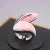 Cluster Rings Real Solid 925 Sterling Silver Band Women Gift Lucky Double Pink Coral Stone Ring Us Size 7