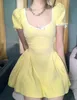 Robe Femme Summer Yellow Niche Design Premium Small Waited Puffy Jirt Sub24