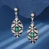 Boucles d'oreilles étalon eyika conception de l'émail modèle carré créé Ruby Emerald Eye Shape Drop Micro Pave Zircon Women Party Fine bijoux