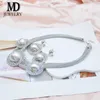 Orecchini di collana set di gioielli da sposa alla moda rotondo a doppia strato a maglie design ladies argento placcato