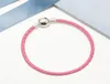 Pink Braided Leather Charm Bracelet Original Box sets for 925 Sterling Silver luxury designer Women Mens kids Bracelets1655862