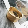 Wide Bangles Minimalist Alloy Gold Color Bracelets For Women Accessories Fashion Jewellery Engagement Party Gift 240412