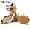 Dance Shoes NATASHA2024 Latin With Diamond Inserted Soft Sole Mid Heel High Fashion Square Social Sandals