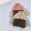 Tiere Kinder Winterkleidung Kinder Fleece warme Jacke Baby Jungen Mädchen Farbe Block Plüsch Koralle Fleece Dicke Reißverschluss Wollmanteljacke Tops