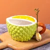 Kubki 1PCS Creative Golden Pillow Durian Mug Cartoon Expossed Fruit Cup ładnie wyglądające dziewczęta osobowość para ceramiczne filiżanki kawy