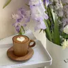 Tasses Saucers Original INS Vintage Teak Coffee Disc Disc Set Wood Latte Japonais a contracté une vaisselle différente