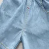 Zestawy odzieży Dzieci Bawełniane ubrania Summer Baby Boy Cartoon Solid dżinsowa koszula Krótka 2pc/zestaw niemowlę dzieci moda maluch dróg 0-5
