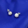 Stud -oorbellen Brazilië Classical Bijoux Luxe bling wit kubieke zirconia micro pave feestjuwelen 925 sterling zilveren vrouwen bal