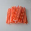Drinking Straws 100Pcs Orange Straw 185mm Long Wedding Party Cocktail Supplies Kitchen Accessories Disposable Individual Packaging Plastic