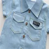 Conjuntos de ropa Ropa de algodón de algodón Summer Baby Boy Camiseta de mezclilla sólida Corto 2 piezas/set Fashion infante de moda para niños pequeños 0-5