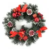 Flores decorativas pré -iluminadas Artificial Christmas Wreath |Reunido com decorações mistas e luzes amarelas amarradas para a porta da frente