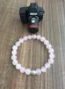 Strand 8 mm Pinsco de cristal rosa Peeds Accesorios Pulseras Braceletas Oración de yoga Mala Round Bead