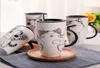 Schattige kat keramiek koffiemok met deksel grote capaciteit 600 ml dieren mokken creatieve drinkware koffiekopjes nieuwigheid geschenken melk cup8747410