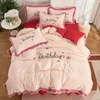Yatak Seti Dantel Çiçek Yatak Etek Dört Parçalı Yatak Yatak Taraflı Saf Pamuk Nakış