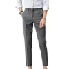 Men's Suits Men Trousers Long Casual Zipper Straight Pattern Suit Pants Slim Fit Male Garment