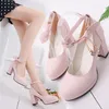 Kleiderschuhe Mädchen weibliche japanische süße Anime Cosplay Chunky High Heels Lolita Frauen Harujuku Feminine Schlinge zurück elegante Prinzessinschuh