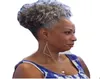 Natural graues Haar -Kordelzug Puff -Schwanzhaarverlängerungen mit Clipsafrican Amerikaner Kinky Curly Ponytial Haare für schwarze W9422065