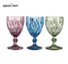 10oz Wine Glasses Colored Glass Goblet with Stem 300ml Vintage Pattern Embossed Romantic Drinkware for Party Wedding2156457