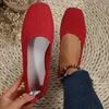 Chaussures décontractées de qualité Top Quality Fashion Tri tricot Mesh Breathable Spring Woman Locs Comfort Square Toe Toe Flats Zapatos de Mujer