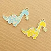 Charms 10pcs Enamel Flower Dinosaur Charm For Jewelry Making Animal Dragon Earring Pendant Necklace Accessories Bulk Diy Craft Supplies