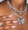 Collane a ciondolo sexy personalità farfalla rino -rini della collana a doppia catena di diamanti gioielli Halloween intero goth9455335