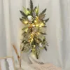 Decorative Flowers 1pc Christmas Wreath With LED Lights Stair Garland Decoration Holiday Classic Nordic Home Atmosphere Pendant 60 35cm