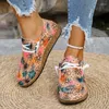 Casual Shoes Microfiber Low Heel Women's Sneakers Lace-up Adult On Sale 2024 Mixed Colors Flower Vulcanize