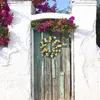 Decorative Flowers Front Door Wreath Yellow And Blue Spring Summer Farmhouse For Home Wall Wedding Faux