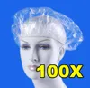 100pcslot Capes de douche jetables chapeau Clear Spa Salon de coiffure El Oneoff Bathing Elastic Shower Cap de salle de bain Produit 9681447