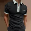 Summer Mens Color Color Polo Shirt Short à manches courtes à manches à manches à glissière Tshirts pour hommes Streetwear décontracté.