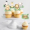 Décoration de fête jungle animal cupcake gâteau toppers joyeux anniversaire décorations enfants baby shower sauvage un safari partySuppiles