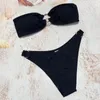 Swimwear pour femmes Sagace coffre enveloppe bikini set Femmes Summer Split Swimsuit Sexy Solid rempli Bra Lady Holiday Beach Biquini A521