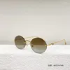 Sonnenbrille 2024 Neueste goldene Faden Dünne Rand Vielseitige tägliche Mode Retro Round Damen Trendy