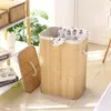 Bolsas de lavandería 1 conjunto de ropa sucia Cesta de almacenamiento de bambú Cestas de baño grandes cestas