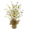 Party Decoration 45cm Artificial Easter Eggs Tree Spring Home Crafts DIY Decor Happy 2024 Gift Tabletop Ornaments