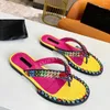 Zapatillas de lujo colorido dhinestone plano s mujeres de verano folletos de fiesta de la fiesta del dedo del pie del pie