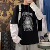 男性用のTシャツスプリングアニメクロスプリント長袖ティーメンヴィンテージ特大Y2K TシャツストリートウェアグラフィックTシャツトップ240409